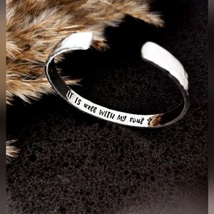 It Is Well With My Soul Hammered Cuff